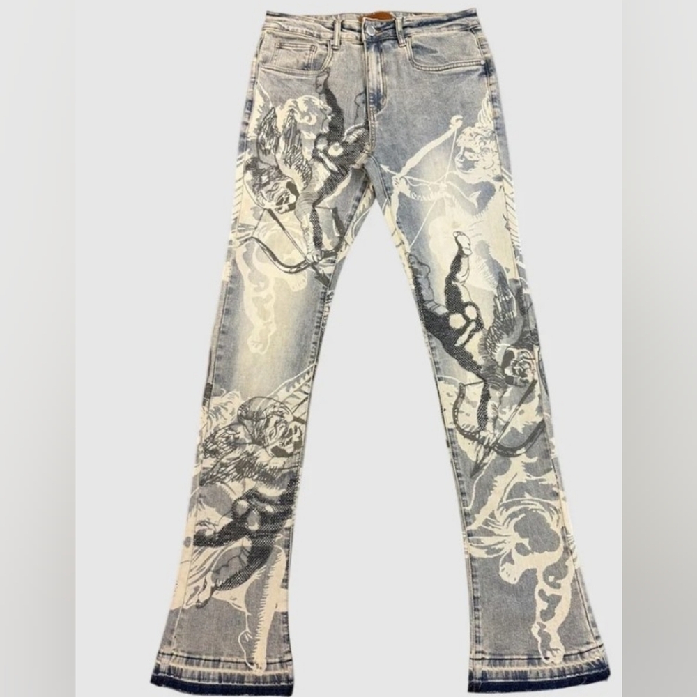 Cupid Rhinestone Stacked Jeans